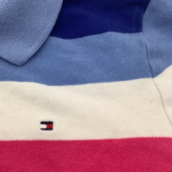 Tommy Hilfiger Girls Striped Polo Shirt L 12/14 Collared Short Sleeve Multicolor - Picture 6 of 10